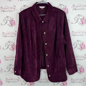 Allison Daley blazer cardigan Women's Deep Purple Button-Down Shirt
